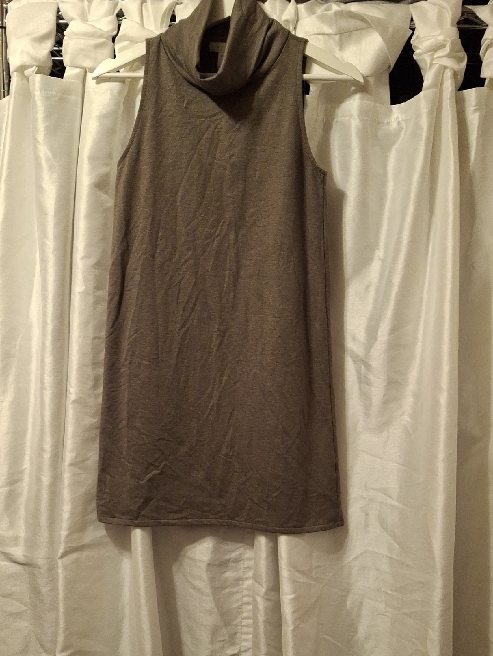 Leith Sleeveless Turtleneck Midi Dress in Taupe